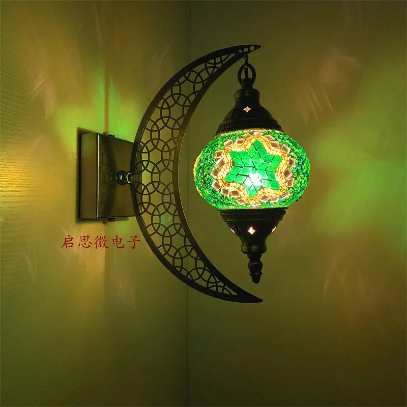 Newest Mediterranean style Art Deco Mosaic Moon Wall Lamp Handcrafted Mosaic Glass