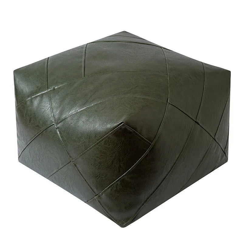 Moroccan Pu Leather Cushion Cover Tatami Unstuffed Floor Cushion Meditation Pouf Home Decor Lazy Futon Wax Leather Ottoman