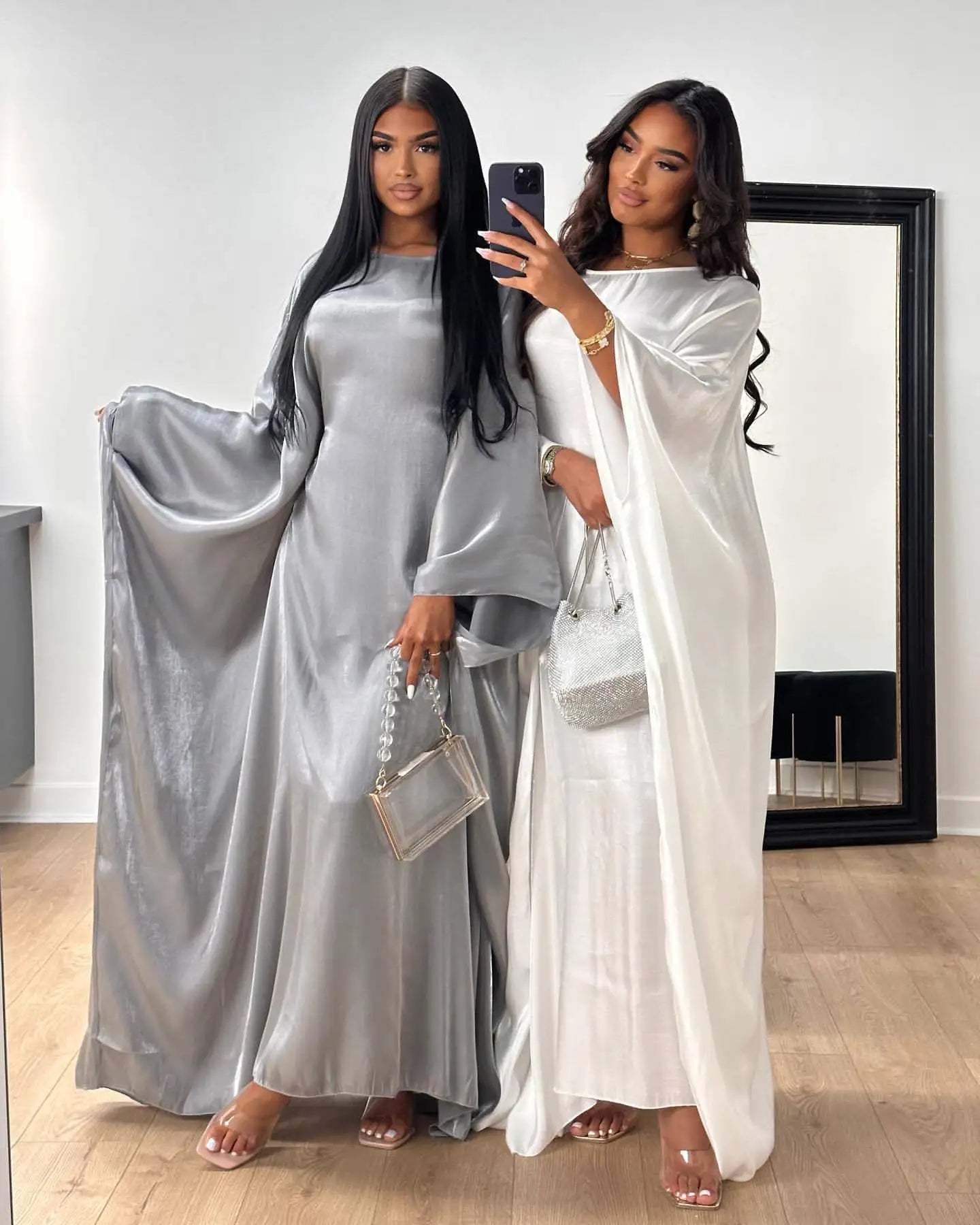 Arabian Women Batwing Sleeve Modest Dress Dubai Style