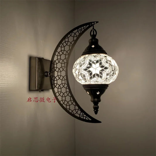 Newest Mediterranean style Art Deco Mosaic Moon Wall Lamp Handcrafted Mosaic Glass