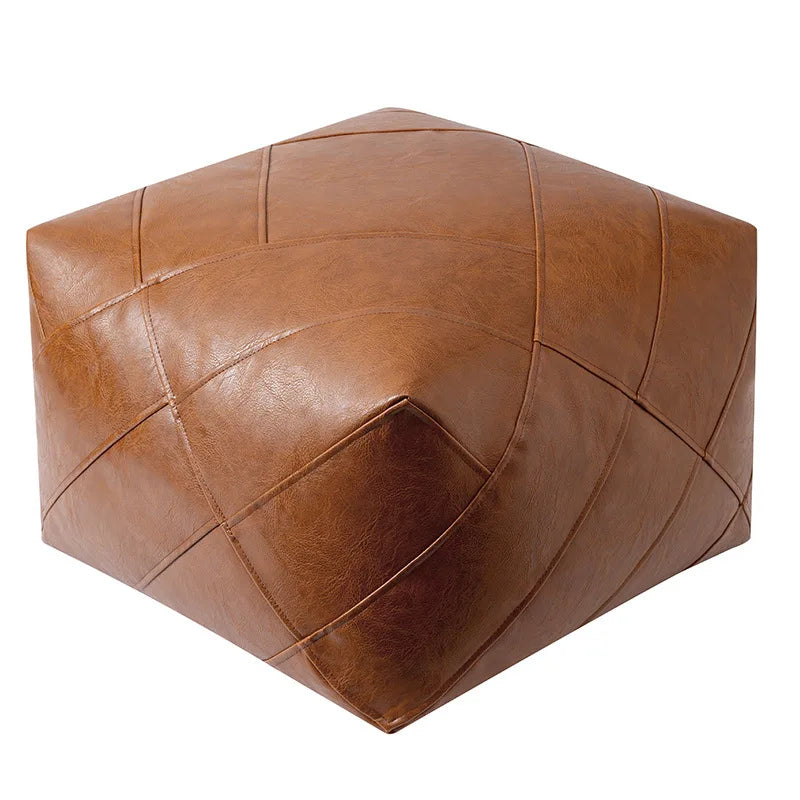 Moroccan Pu Leather Cushion Cover Tatami Unstuffed Floor Cushion Meditation Pouf Home Decor Lazy Futon Wax Leather Ottoman