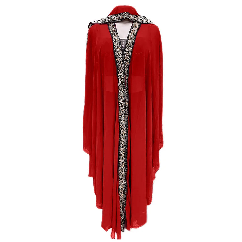 Abaya Morocco Kaftan Dubai Hooded Maxi Dress Butterfly Sleeve. Kaftan Women Arabian Open Kimono Boubou Evening Long Gown