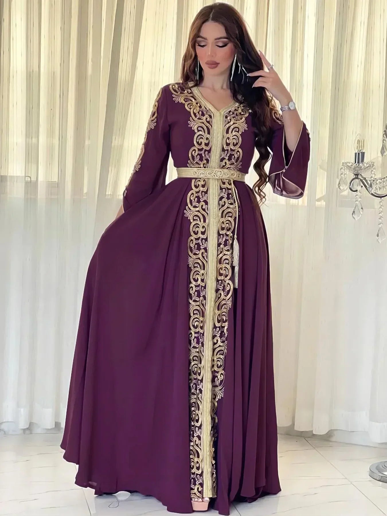 Arabian Party Dress for Women Abaya Emboridery