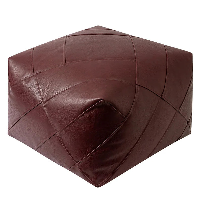 Moroccan Pu Leather Cushion Cover Tatami Unstuffed Floor Cushion Meditation Pouf Home Decor Lazy Futon Wax Leather Ottoman