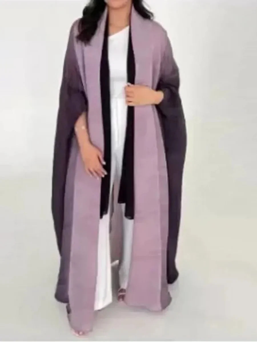 Muslim Abaya for Women Bat Sleeve Pleated Gradient Cardigan Trench CoatAutumn Dubai Abayas, Women's Luxury Coat.