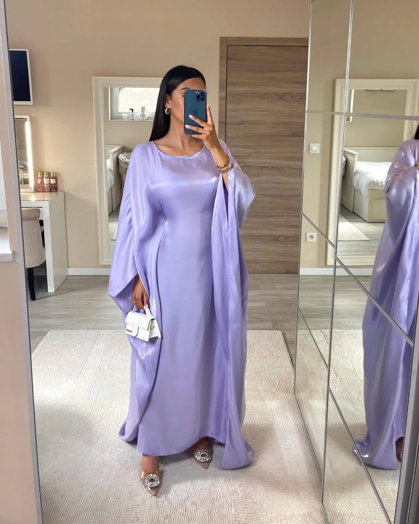 Arabian Women Batwing Sleeve Modest Dress Dubai Style