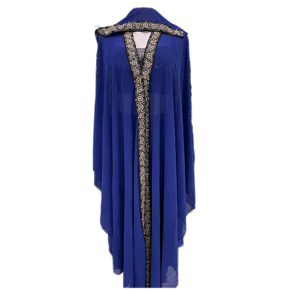 Abaya Morocco Kaftan Dubai Hooded Maxi Dress Butterfly Sleeve. Kaftan Women Arabian Open Kimono Boubou Evening Long Gown