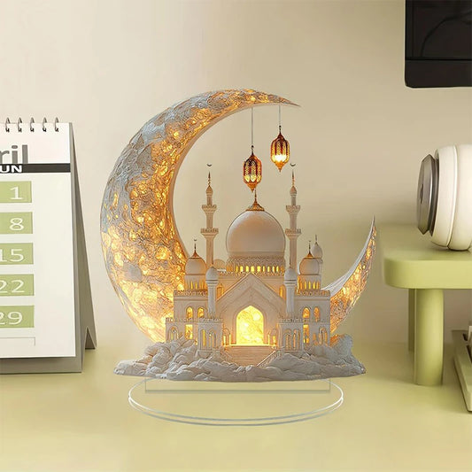 Ramadan Festival 2D Acrylic Moon Castle Craft Ornament 2025 Eid Al-fitr Mubarak Decoration