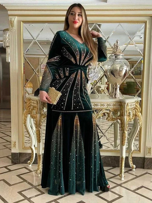 Arabian Velvet Evening Dresses for Women