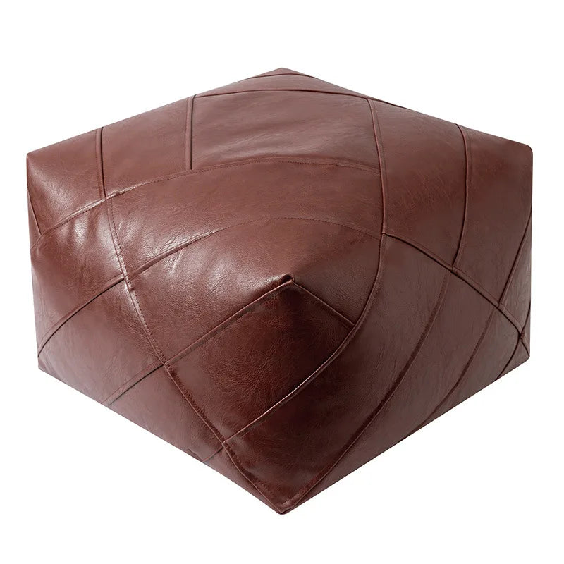 Moroccan Pu Leather Cushion Cover Tatami Unstuffed Floor Cushion Meditation Pouf Home Decor Lazy Futon Wax Leather Ottoman