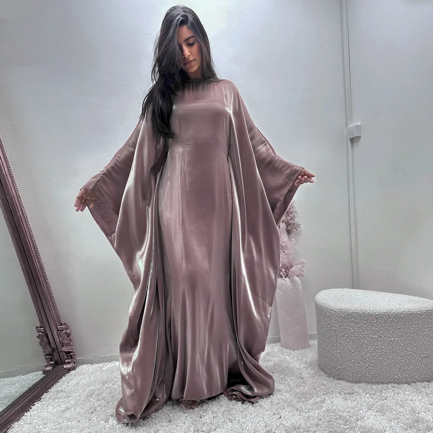 Arabian Women Batwing Sleeve Modest Dress Dubai Style