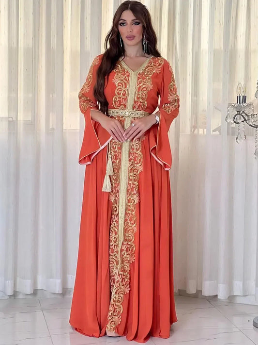 Arabian Party Dress for Women Abaya Emboridery