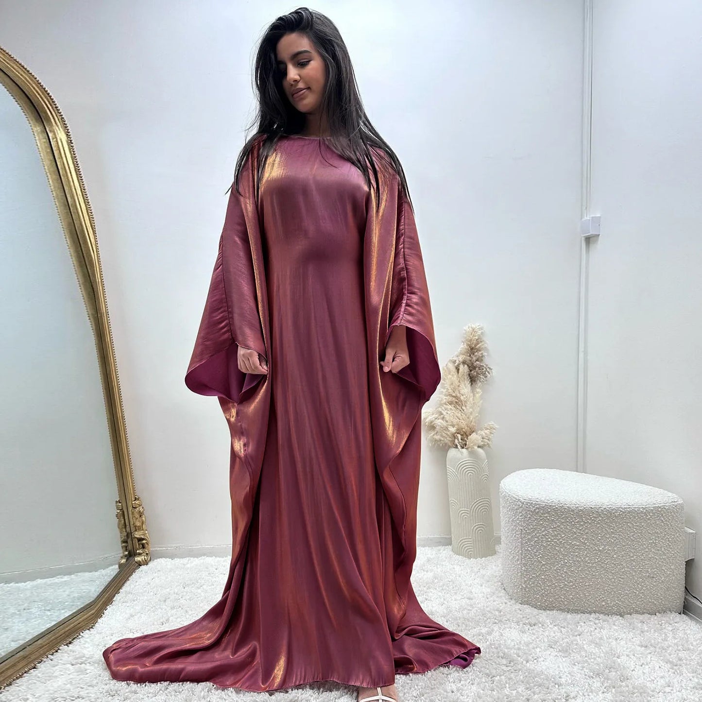 Arabian Women Batwing Sleeve Modest Dress Dubai Style