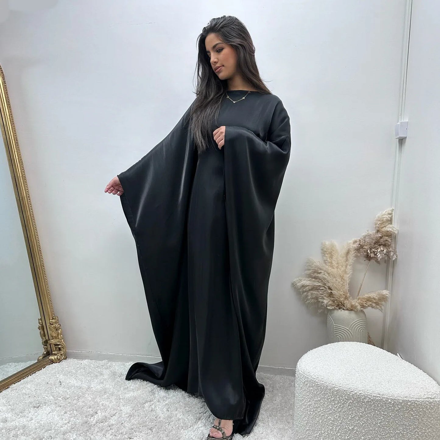 Arabian Women Batwing Sleeve Modest Dress Dubai Style