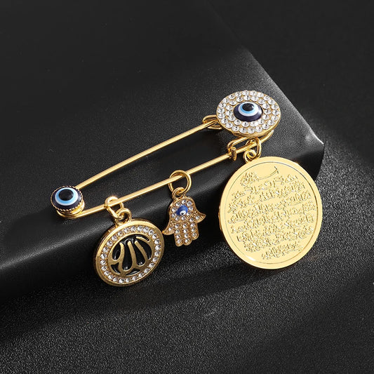 Exquisite Islamic Muslim Allah Brooch Arabian Religious Evil Eye Brooch, newborn gift.