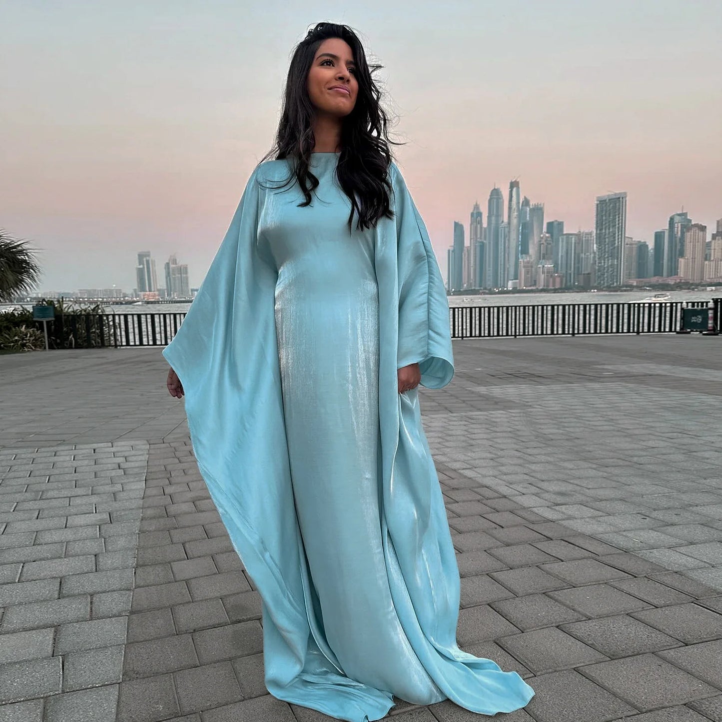 Arabian Women Batwing Sleeve Modest Dress Dubai Style