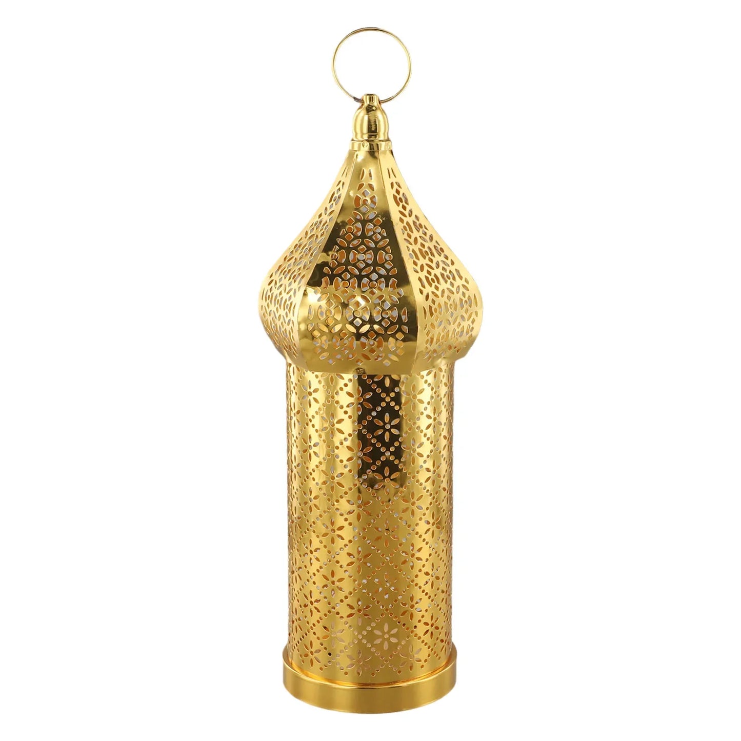 1pc Moroccan Golden Hollow Iron Lantern Home Decoration Light Ornaments Without Batteries Crafts Decor