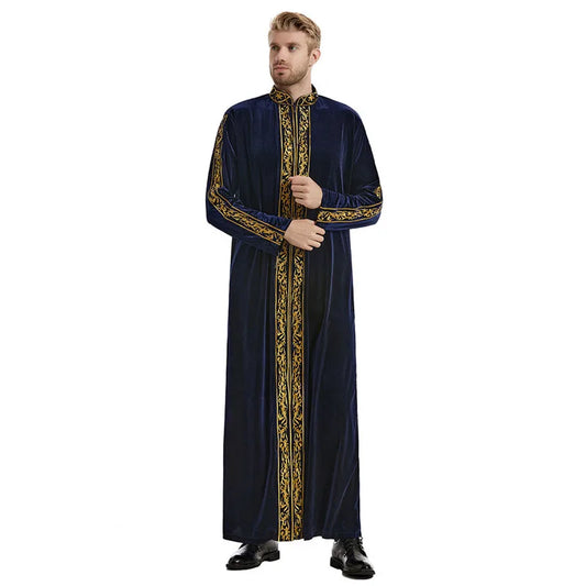 Arabian Men Velvet Jubba Thobe Warm Kaftan