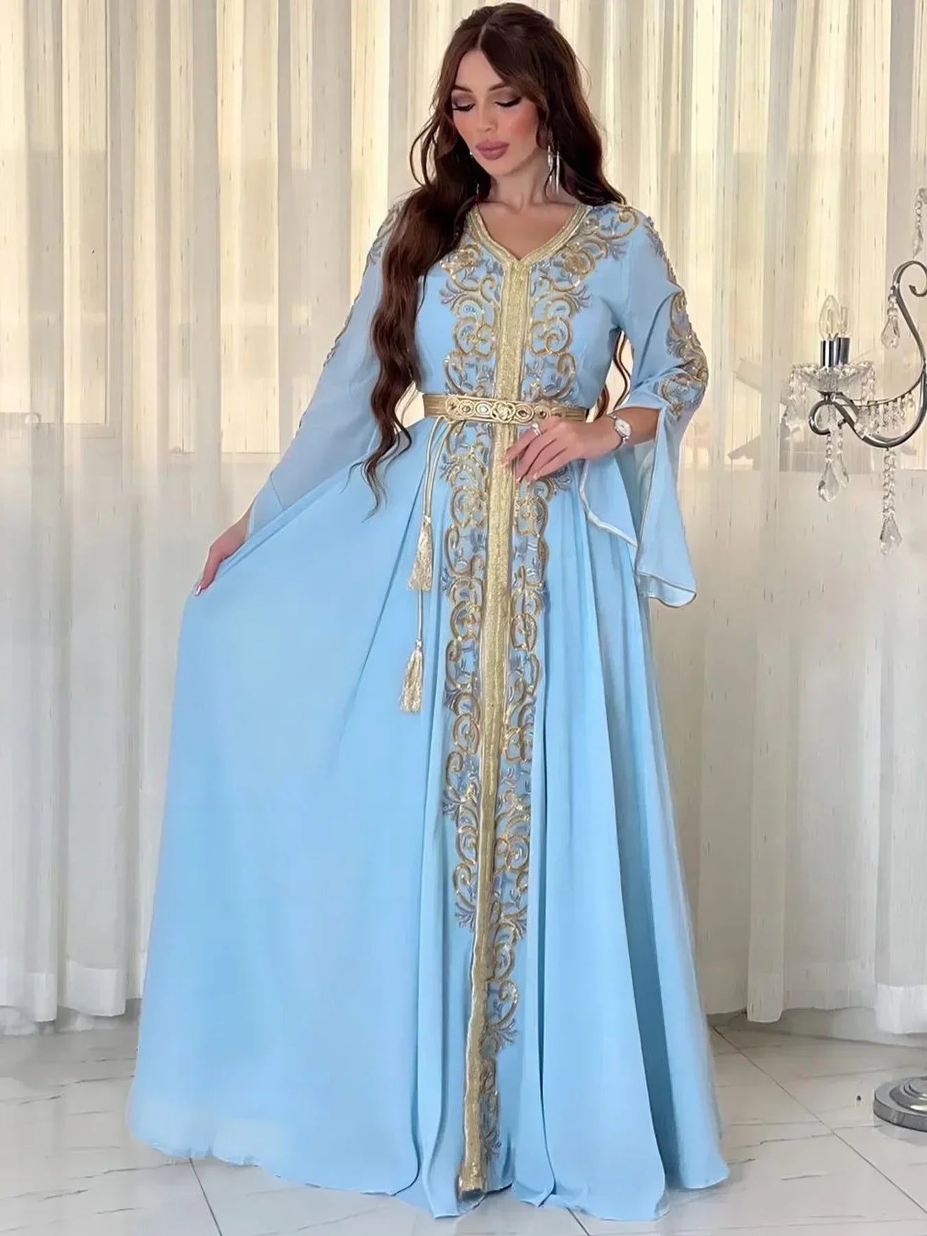 Arabian Party Dress for Women Abaya Emboridery