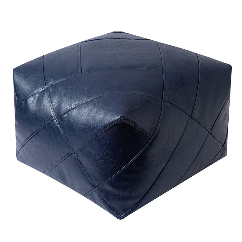 Moroccan Pu Leather Cushion Cover Tatami Unstuffed Floor Cushion Meditation Pouf Home Decor Lazy Futon Wax Leather Ottoman