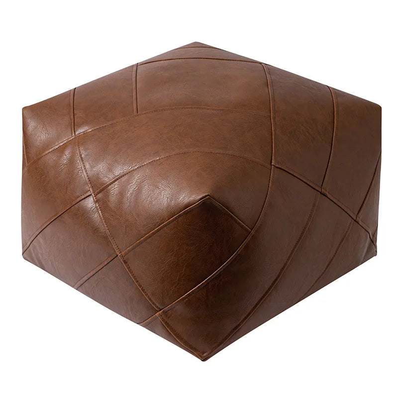 Moroccan Pu Leather Cushion Cover Tatami Unstuffed Floor Cushion Meditation Pouf Home Decor Lazy Futon Wax Leather Ottoman